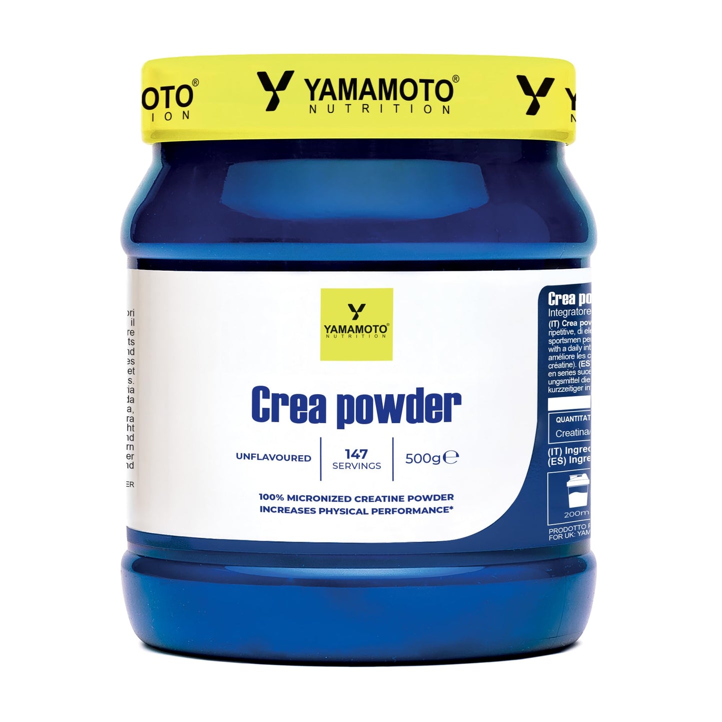 YAMAMOTO NUTRITION Creatine Crea POWDER Creapure 500 gr, Integratore Alimentare di Creatina Monoidrato in Polvere, Integratore per Sportivi, Aumenta le Prestazioni Fisiche, Non Aromatizzato