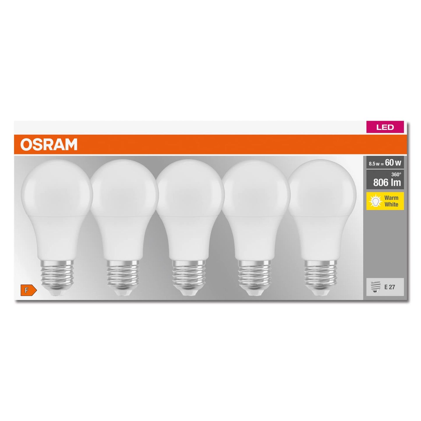 Osram LED Base Classic A Lampada, a Forma di Lampadina con Attacco E27, non dimmerabile, Sostituisce 100 watt, Opaca, Bianco Freddo, 4000 Kelvin, Confezione da 3