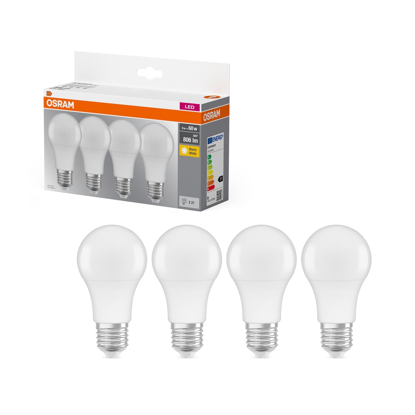Osram LED Base Classic A Lampada, a Forma di Lampadina con Attacco E27, non dimmerabile, Sostituisce 100 watt, Opaca, Bianco Freddo, 4000 Kelvin, Confezione da 3