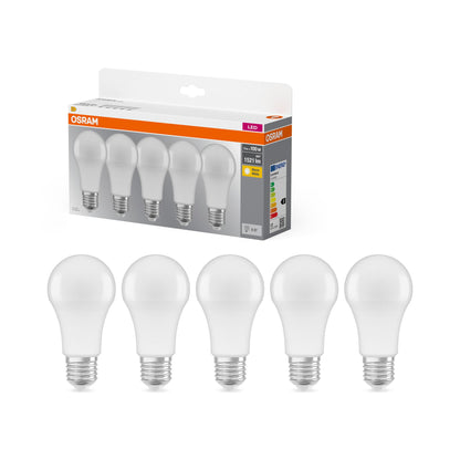 Osram LED Base Classic A Lampada, a Forma di Lampadina con Attacco E27, non dimmerabile, Sostituisce 100 watt, Opaca, Bianco Freddo, 4000 Kelvin, Confezione da 3