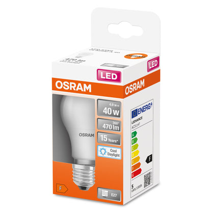 Osram LED Base Classic A Lampada, a Forma di Lampadina con Attacco E27, non dimmerabile, Sostituisce 100 watt, Opaca, Bianco Freddo, 4000 Kelvin, Confezione da 3