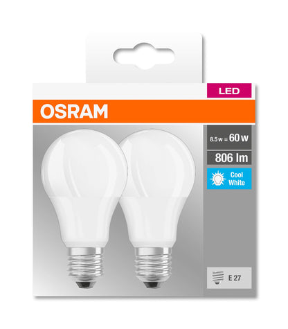 Osram LED Base Classic A Lampada, a Forma di Lampadina con Attacco E27, non dimmerabile, Sostituisce 100 watt, Opaca, Bianco Freddo, 4000 Kelvin, Confezione da 3