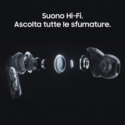 Samsung Galaxy Buds4 Pro Black, Altoparlante a 2 Vie, Doppio Amplificatore, Chiamate Cristalline, Audio 360°, ANC Migliorata, Controllo Adattivo Rumore, Galaxy AI con Comandi Vocali [ver. italiana]