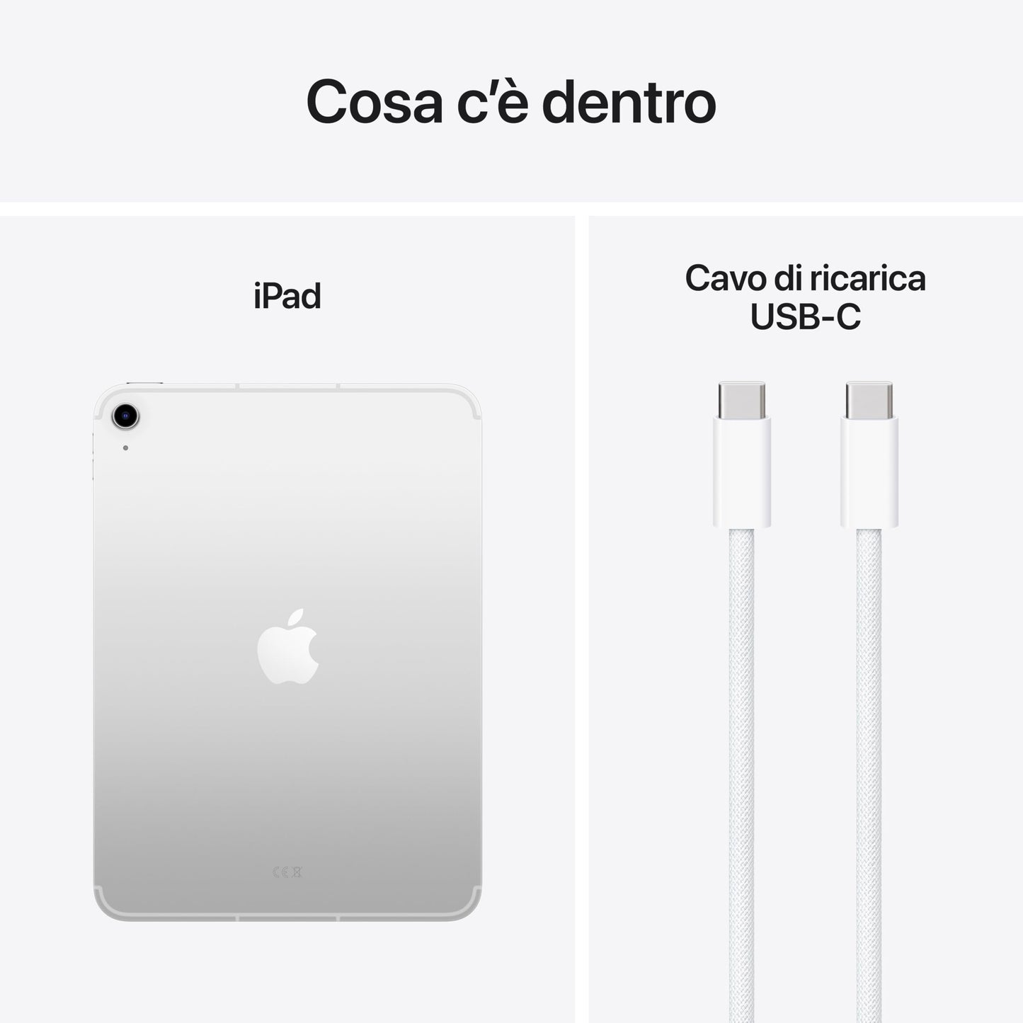Apple iPad con chip A16: display Liquid Retina da 11'', 128 GB, Wi Fi 6, fotocamera frontale e posteriore da 12MP, Touch ID, autonomia di un giorno intero di batteria — Argento