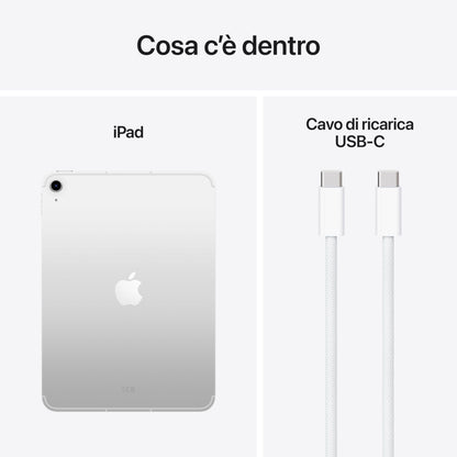 Apple iPad con chip A16: display Liquid Retina da 11'', 128 GB, Wi Fi 6, fotocamera frontale e posteriore da 12MP, Touch ID, autonomia di un giorno intero di batteria — Argento