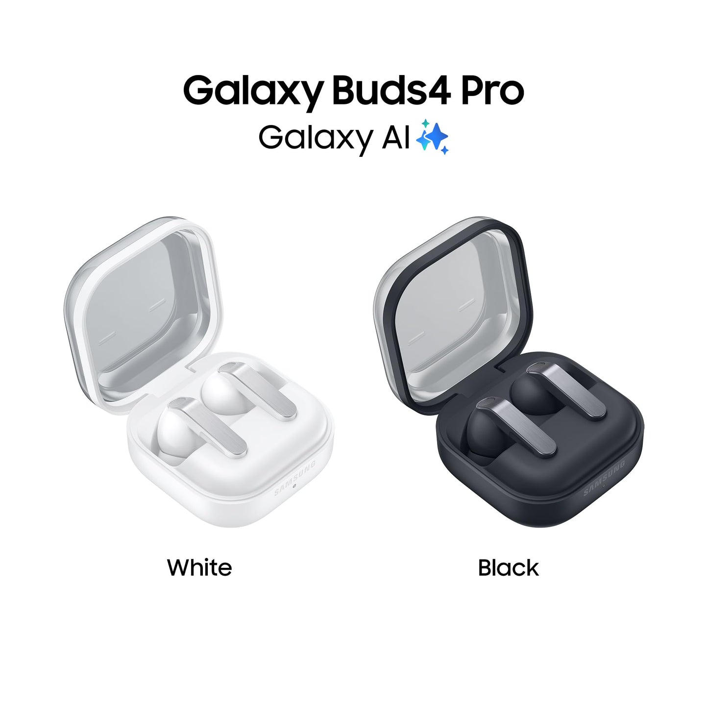 Samsung Galaxy Buds4 Pro Black, Altoparlante a 2 Vie, Doppio Amplificatore, Chiamate Cristalline, Audio 360°, ANC Migliorata, Controllo Adattivo Rumore, Galaxy AI con Comandi Vocali [ver. italiana]