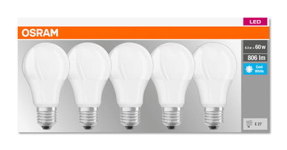 Osram LED Base Classic A Lampada, a Forma di Lampadina con Attacco E27, non dimmerabile, Sostituisce 100 watt, Opaca, Bianco Freddo, 4000 Kelvin, Confezione da 3