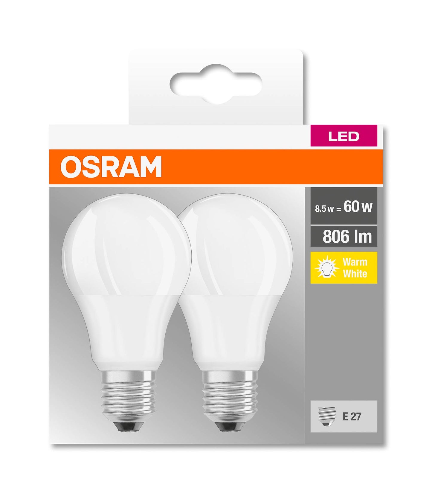 Osram LED Base Classic A Lampada, a Forma di Lampadina con Attacco E27, non dimmerabile, Sostituisce 100 watt, Opaca, Bianco Freddo, 4000 Kelvin, Confezione da 3