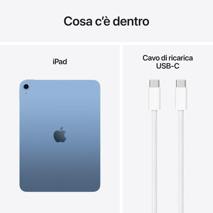 Apple iPad con chip A16: display Liquid Retina da 11'', 128 GB, Wi Fi 6, fotocamera frontale e posteriore da 12MP, Touch ID, autonomia di un giorno intero di batteria — Argento