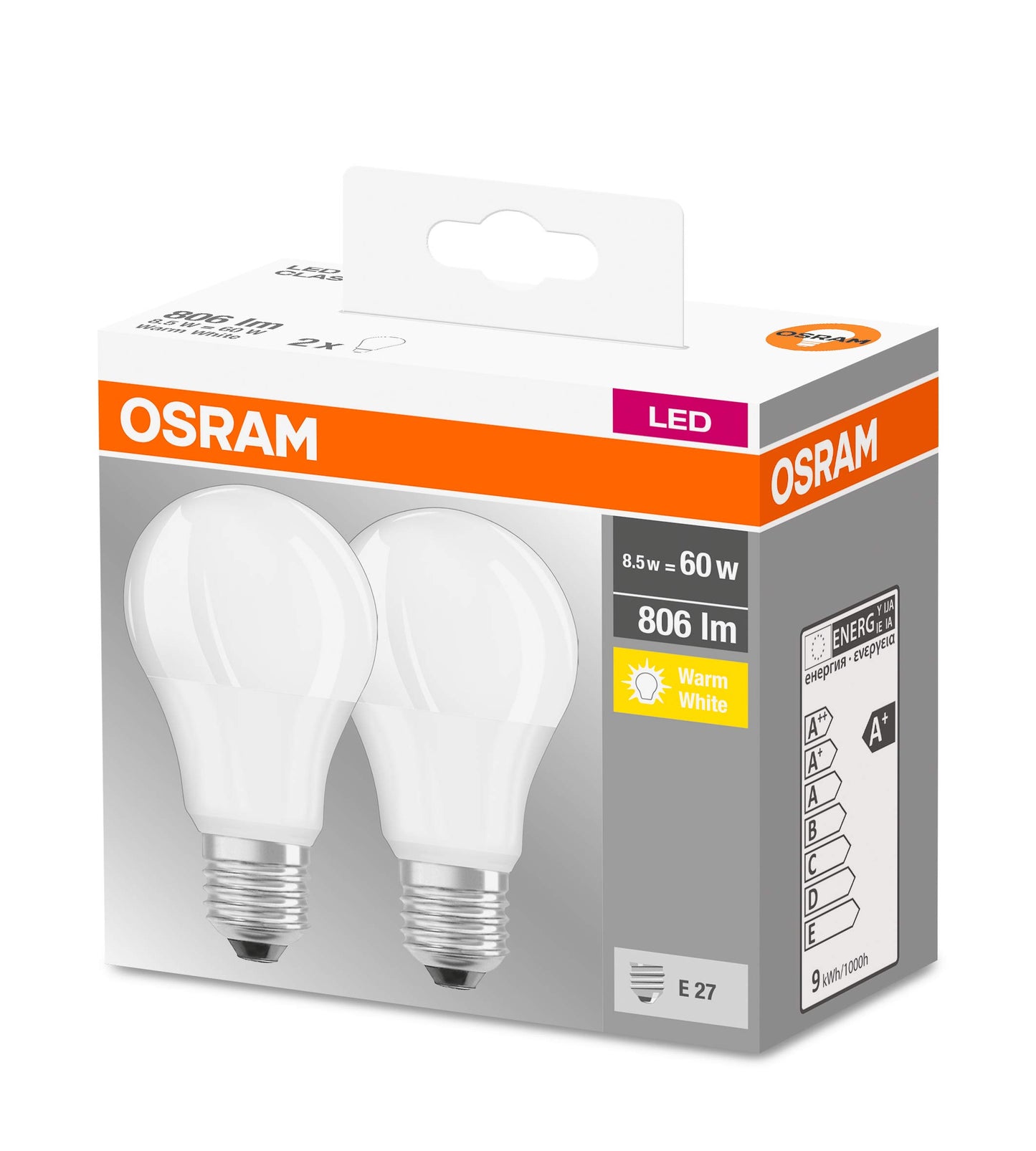 Osram LED Base Classic A Lampada, a Forma di Lampadina con Attacco E27, non dimmerabile, Sostituisce 100 watt, Opaca, Bianco Freddo, 4000 Kelvin, Confezione da 3