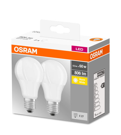 Osram LED Base Classic A Lampada, a Forma di Lampadina con Attacco E27, non dimmerabile, Sostituisce 100 watt, Opaca, Bianco Freddo, 4000 Kelvin, Confezione da 3