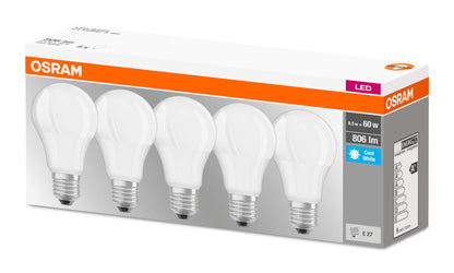 Osram LED Base Classic A Lampada, a Forma di Lampadina con Attacco E27, non dimmerabile, Sostituisce 100 watt, Opaca, Bianco Freddo, 4000 Kelvin, Confezione da 3