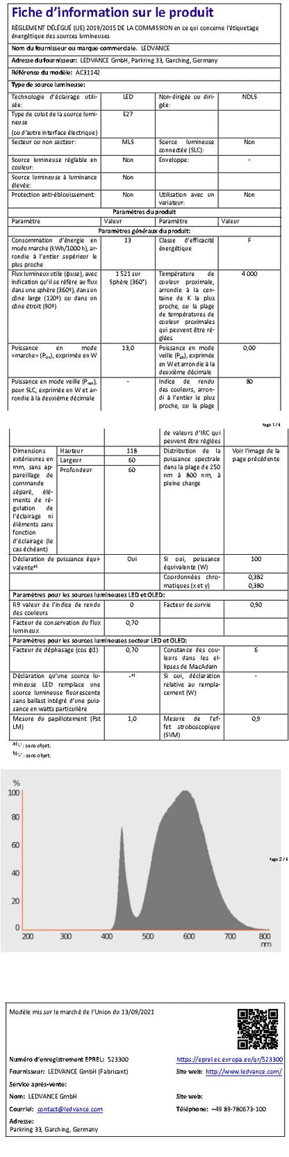 Osram LED Base Classic A Lampada, a Forma di Lampadina con Attacco E27, non dimmerabile, Sostituisce 100 watt, Opaca, Bianco Freddo, 4000 Kelvin, Confezione da 3