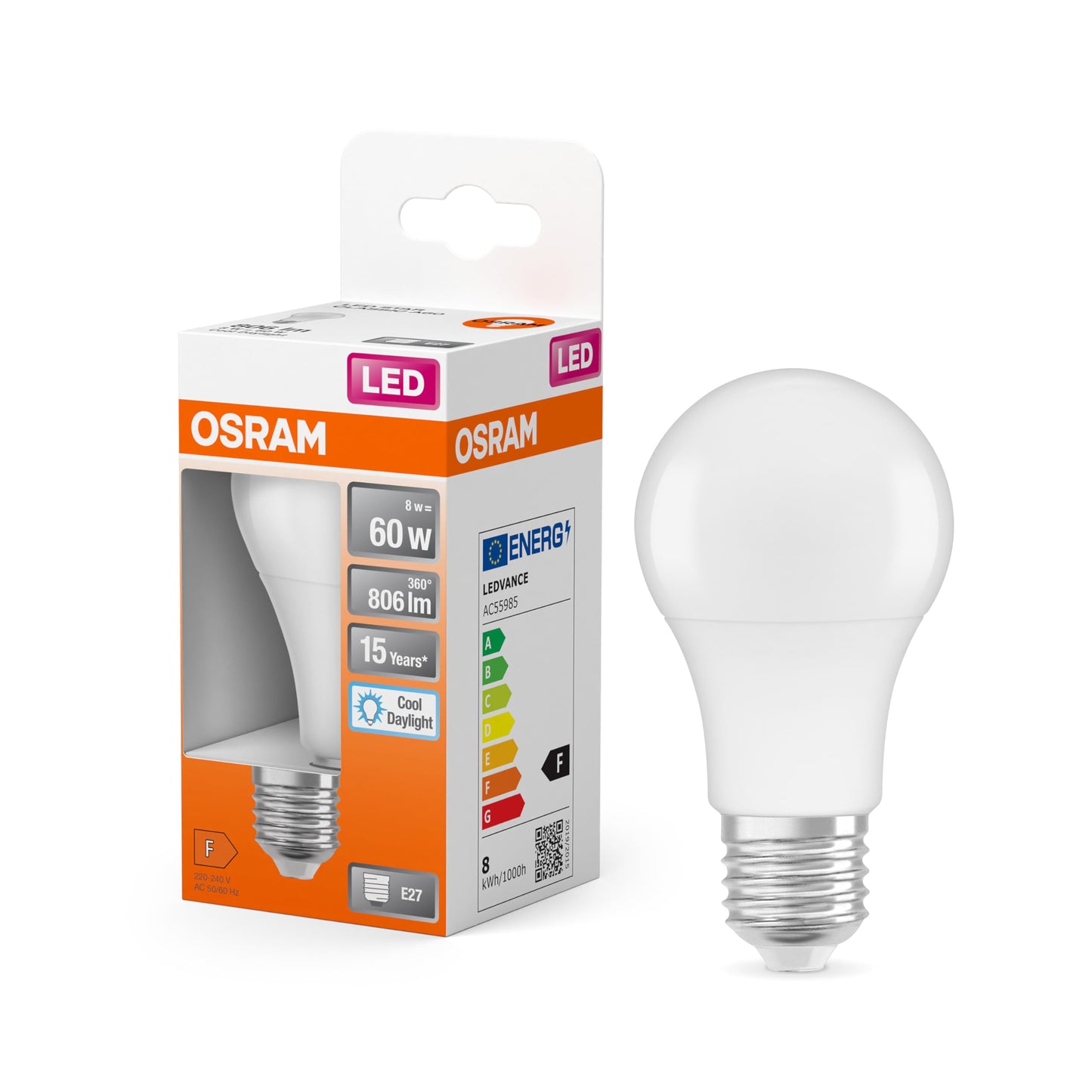 Osram LED Base Classic A Lampada, a Forma di Lampadina con Attacco E27, non dimmerabile, Sostituisce 100 watt, Opaca, Bianco Freddo, 4000 Kelvin, Confezione da 3