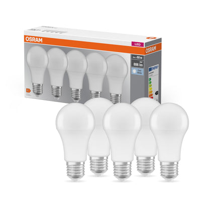 Osram LED Base Classic A Lampada, a Forma di Lampadina con Attacco E27, non dimmerabile, Sostituisce 100 watt, Opaca, Bianco Freddo, 4000 Kelvin, Confezione da 3