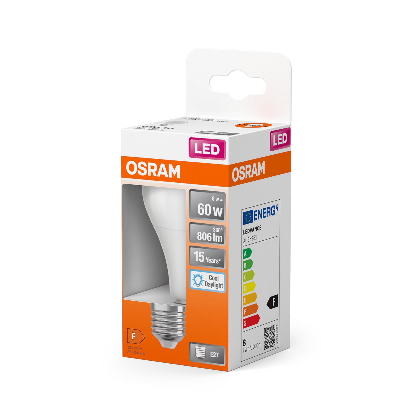 Osram LED Base Classic A Lampada, a Forma di Lampadina con Attacco E27, non dimmerabile, Sostituisce 100 watt, Opaca, Bianco Freddo, 4000 Kelvin, Confezione da 3