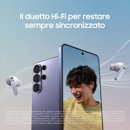 Samsung Galaxy Buds4 Pro Black, Altoparlante a 2 Vie, Doppio Amplificatore, Chiamate Cristalline, Audio 360°, ANC Migliorata, Controllo Adattivo Rumore, Galaxy AI con Comandi Vocali [ver. italiana]